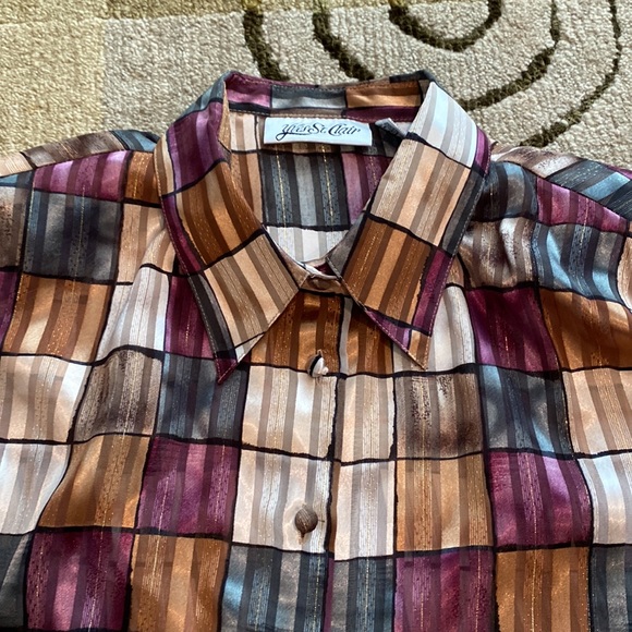 ~Yves St. Clair~ Vintage Button Polyester Shirt - Picture 2 of 4